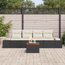 Havesofa Sæt med pude 5 pcs Sort polyrattan