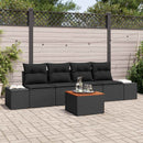 Havesofa Sæt med pude 5 pcs Sort polyrattan