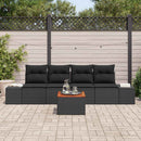 Havesofa Sæt med pude 5 pcs Sort polyrattan