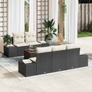 Havesofa Sæt med pude 6 pcs Sort polyrattan