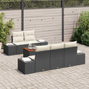 Havesofa Sæt med pude 6 pcs Sort polyrattan
