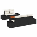 Havesofa Sæt med pude 6 pcs Sort polyrattan
