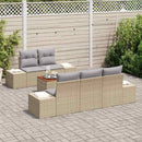 Havesofa Sæt med pude 6 pcs Beige polyrattan