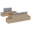 Havesofa Sæt med pude 6 pcs Beige polyrattan