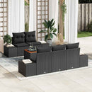 Havesofa Sæt med pude 6 pcs Sort polyrattan