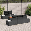 Havesofa Sæt med pude 6 pcs Sort polyrattan