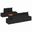 Havesofa Sæt med pude 6 pcs Sort polyrattan