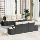 Havesofa Sæt med pude 7 pcs Sort polyrattan