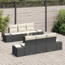 Havesofa Sæt med pude 7 pcs Sort polyrattan