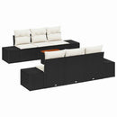Havesofa Sæt med pude 7 pcs Sort polyrattan