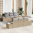 Havesofa Sæt med pude 7 pcs Beige polyrattan