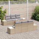 Havesofa Sæt med pude 7 pcs Beige polyrattan
