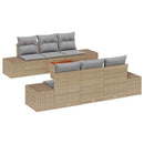 Havesofa Sæt med pude 7 pcs Beige polyrattan