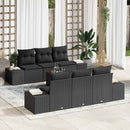 Havesofa Sæt med pude 7 pcs Sort polyrattan