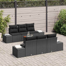 Havesofa Sæt med pude 7 pcs Sort polyrattan