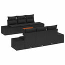 Havesofa Sæt med pude 7 pcs Sort polyrattan