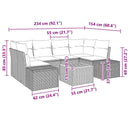 Havesofa Sæt med pude 7 pcs Sort polyrattan