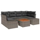 Havesofa Sæt med pude 7 pcs Grå polyrattan