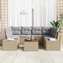 Havesofa Sæt med pude 7 pcs Beige polyrattan