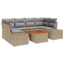 Havesofa Sæt med pude 7 pcs Beige polyrattan