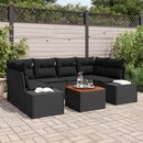 Havesofa Sæt med pude 7 pcs Sort polyrattan