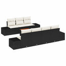 Havesofa Sæt med pude 8 pcs Sort polyrattan
