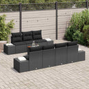 Havesofa Sæt med pude 8 pcs Sort polyrattan
