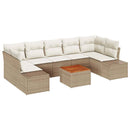 Havesofa Sæt med pude 8 pcs Beige polyrattan