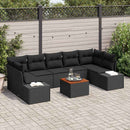 Havesofa Sæt med pude 8 pcs Sort polyrattan