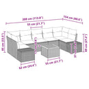 Havesofa Sæt med pude 8 pcs Sort polyrattan