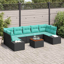 Havesofa Sæt 8 stk. Sort polyrattan