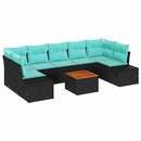 Havesofa Sæt 8 stk. Sort polyrattan