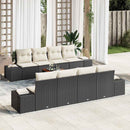 Havesofa Sæt med pude 9 pcs Sort polyrattan