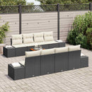 Havesofa Sæt med pude 9 pcs Sort polyrattan