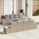 Havesofa Sæt med pude 9 pcs Beige polyrattan
