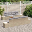 Havesofa Sæt med pude 9 pcs Beige polyrattan