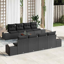 Havesofa Sæt med pude 9 pcs Sort polyrattan
