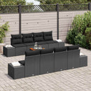 Havesofa Sæt med pude 9 pcs Sort polyrattan
