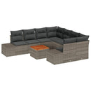 Havesofa Sæt med pude 9 pcs Grå polyrattan