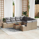 Havesofa Sæt med pude 9 pcs Beige polyrattan