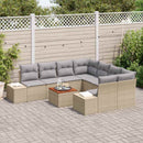 Havesofa Sæt med pude 9 pcs Beige polyrattan