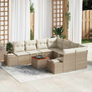 Havesofa Sæt med pude 9 pcs Beige polyrattan