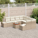 Havesofa Sæt med pude 9 pcs Beige polyrattan