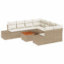 Havesofa Sæt med pude 9 pcs Beige polyrattan
