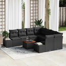 Havesofa Sæt med pude 9 pcs Sort polyrattan