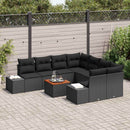 Havesofa Sæt med pude 9 pcs Sort polyrattan