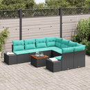 Havesofa Sæt 9 stk. Sort polyrattan