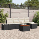 Havesofa Sæt med pude 6 pcs Sort polyrattan