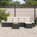 Havesofa Sæt med pude 6 pcs Sort polyrattan