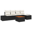 Havesofa Sæt med pude 6 pcs Sort polyrattan